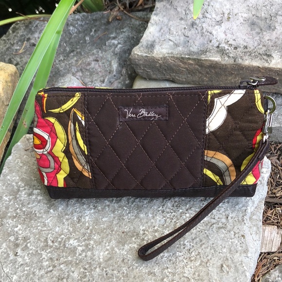 Vera Bradley Wristlet-Brown-Cloth-EUC-8x4 - Picture 3 of 14